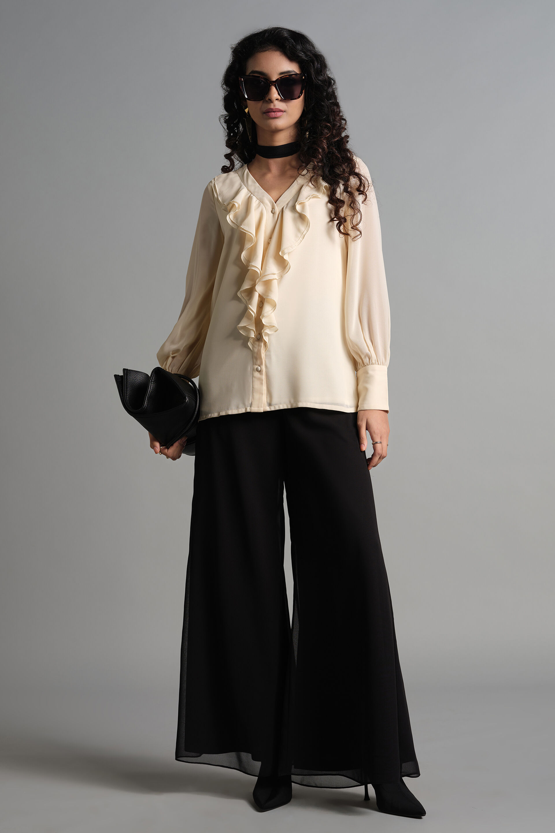 Ruffle Drama Top, Cream, image 3